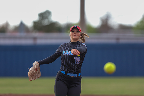 Ginny Gex fires a strike on her way to pitching a no-hitter. Photo by Ryan Beatty)